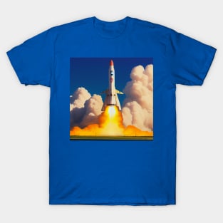 Vintage Space Rocket Launch T-Shirt